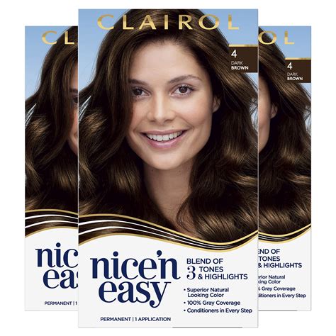 Buy Clairol Nice'n Easy Permanent Hair Dye, 4 Dark Brown Hair Color ...