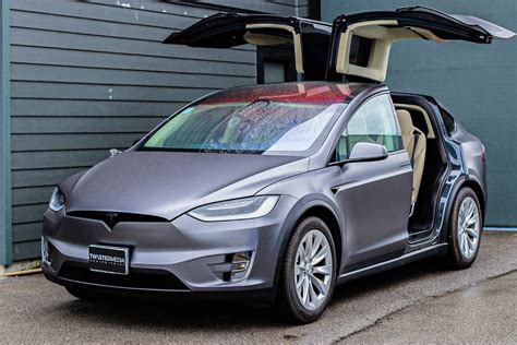 Tesla Model X Satin Dark Grey Vinyl Car Wrap | Vancouver