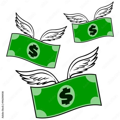 Flying Money - A vector cartoon illustration of a Flying Money concept ...