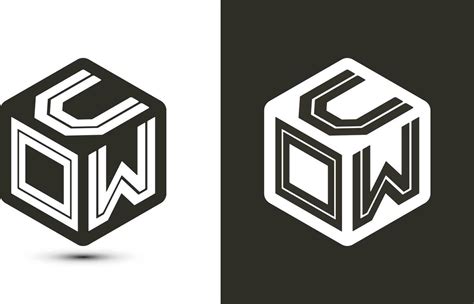 UOW letter logo design with illustrator cube logo, vector logo modern ...