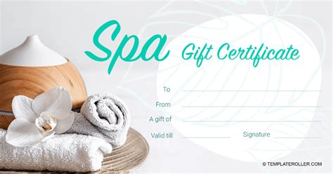 SPA Gift Certificate Template - Blue Download Printable PDF ...