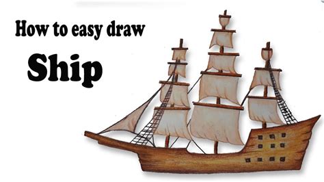 How to draw sailing ship. Step by step(easy draw) - YouTube