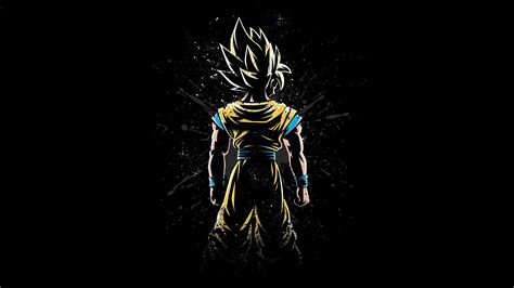 Goku Anime Boy Dark Art Black Background 4K HD Dragon Ball Wallpapers ...