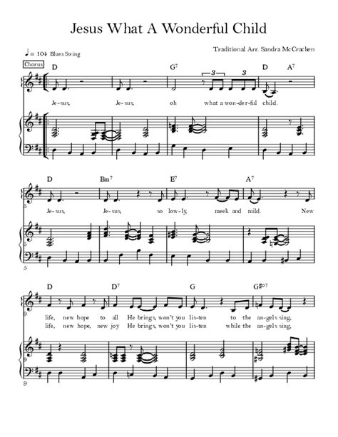 Jesus What A Wonderful Child Sheet Music PDF (Sandra McCracken / Gabe ...