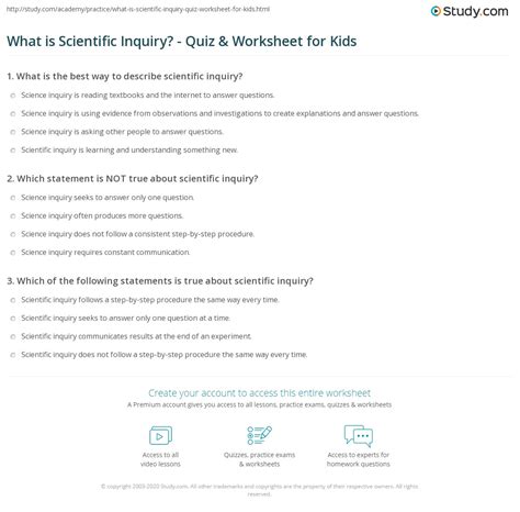 What is Scientific Inquiry? - Quiz & Worksheet for Kids | Study.com