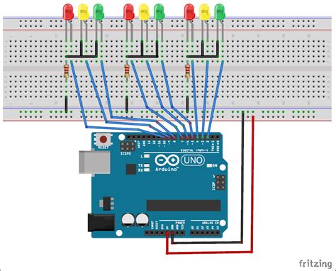 Traffic light system using Arduino