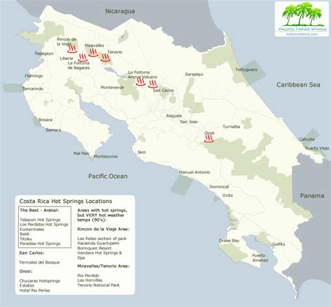 Costa Rica Hot Springs Map