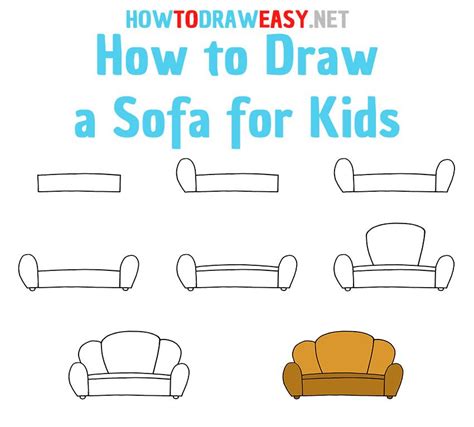 How to Draw a Sofa Step by Step | Cute easy drawings, Sofa drawing, Draw