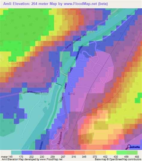 Elevation of Amli,Norway Elevation Map, Topography, Contour