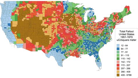 Nuclear test fallout map : MapPorn