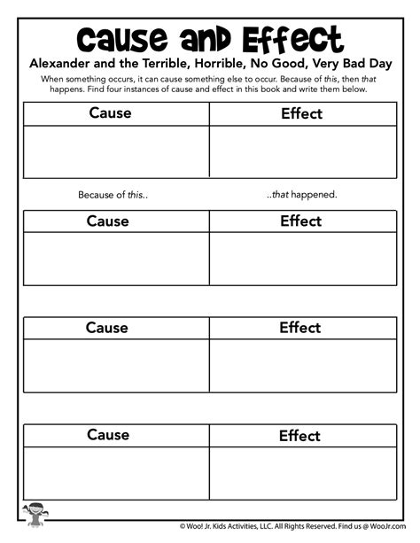 Cause And Effect Printable Worksheets