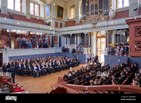 Oxford University graduation ceremony in the Sheldonian Theatre, August ...