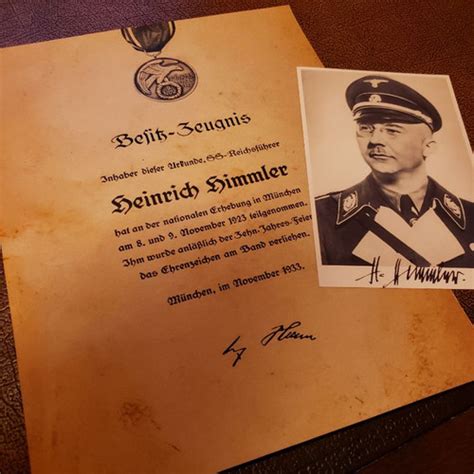 Himmler - Blood Order Certificate + Photo | Krause Papierwerke