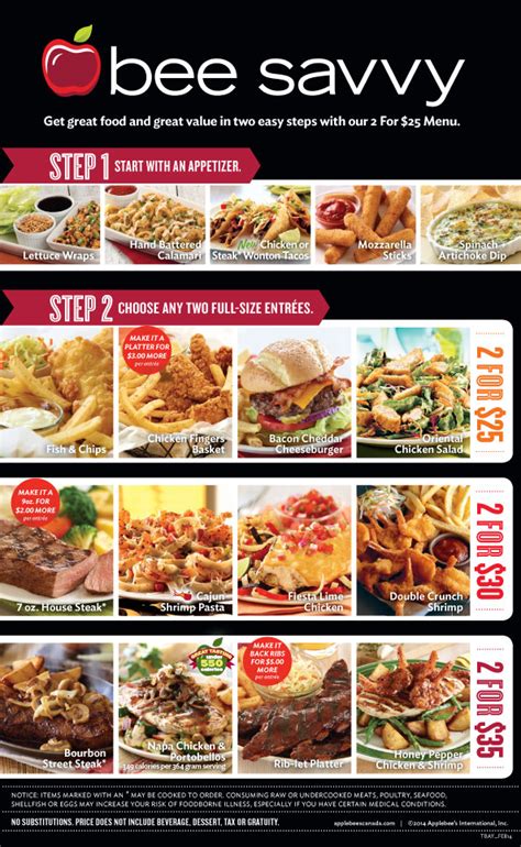 Applebee's Printable Menu