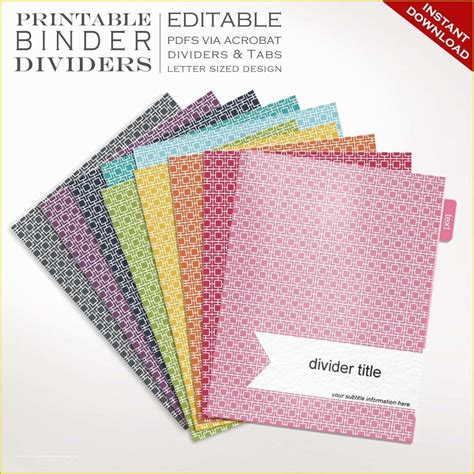 Printable Binder Dividers