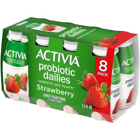 Activia Probiotic Dailies Strawberry Yogurt Drink, 3.1 Oz., 8 Count ...