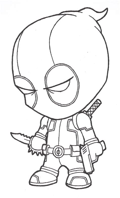 Little Deadpool (lines) by josh308 on DeviantArt | Cool cartoon ...