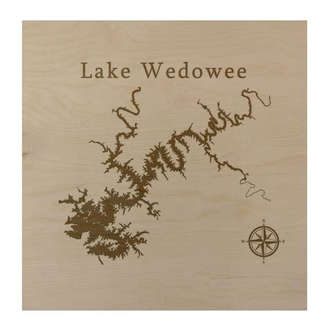 Lake Wedowee RL Harris Map 24x24" Wood Wall Art Office Decor Gift ...