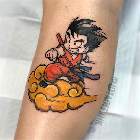 Son Goku with Nimbus cloud from Dragon Ball tattoo | Dragon ball tattoo ...