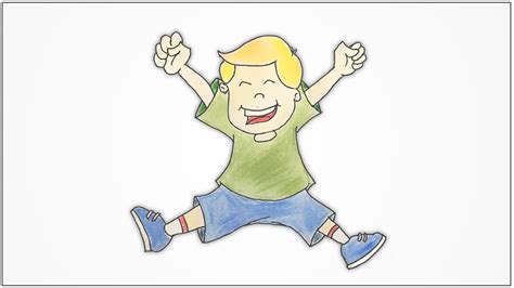 How to draw a happy kid jumping with joy step by step - YouTube