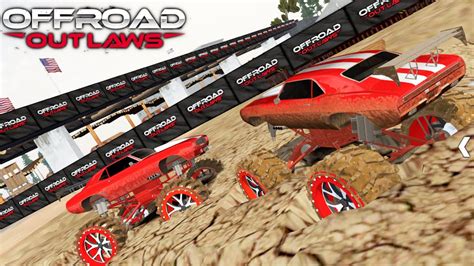 Offroad Outlaws Multiplayer - Red Monster Truck Mustang Driving ...