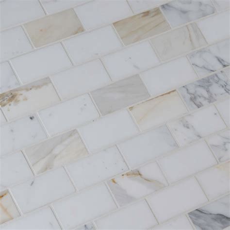 Calacatta Gold 2X4 Polished Marble Mosaic Tile - Backsplash Tile USA