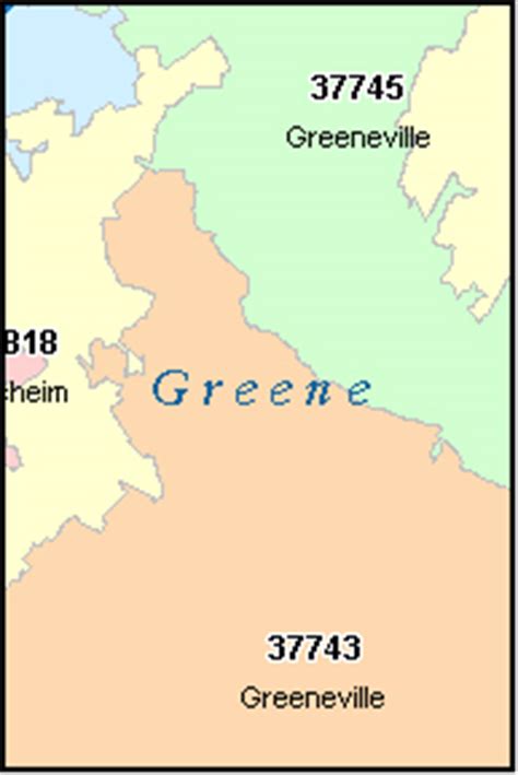 GREENE County, Tennessee Digital ZIP Code Map