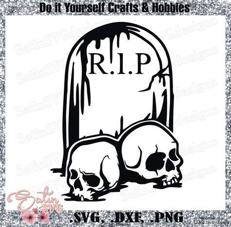 Halloween Tombstone R.I.P with Skulls Design SVG PNG Files, Cricut ...