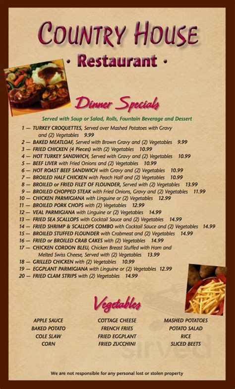 Country House Restaurant menus in Thorofare, New Jersey, United States