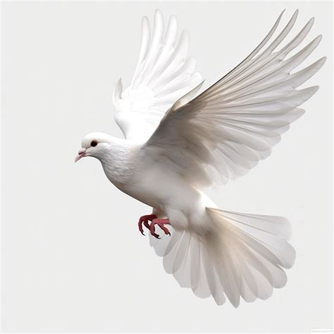 Premium Photo | A white dove with wings spread is flying in the air.