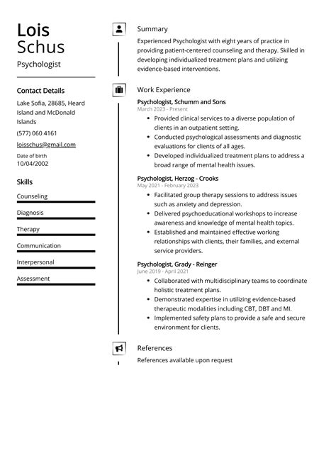 Experienced Psychologist Resume Example (Free Guide)