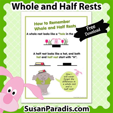 Whole and Half Rests - Susan Paradis Piano Teaching ResourcesSusan ...