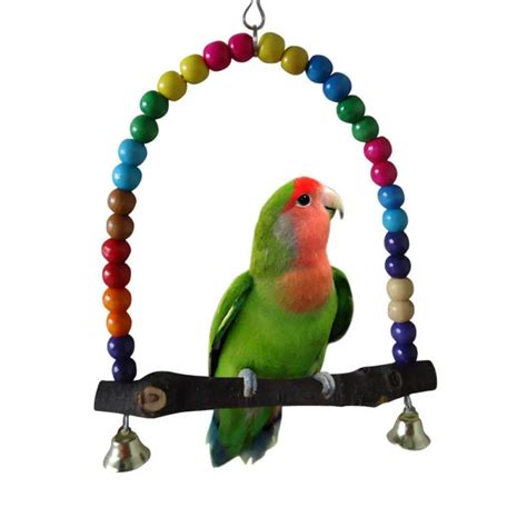 Colorful Parrot Swing Bird Cage Toys Cockatiel Budgie Lovebird Wooden ...