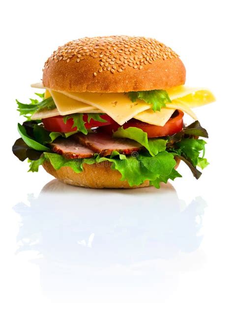 Burger Isolated on White Background Stock Image - Image of fast, color ...