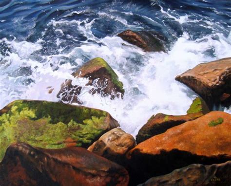 Ocean Rocks Seascape Painting by Artist Charles C. Clear III