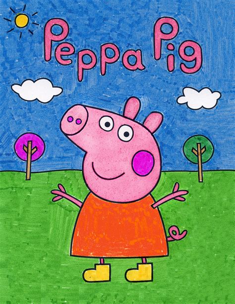 Easy How to Draw Peppa Pig Tutorial, Peppa Pig Coloring Page