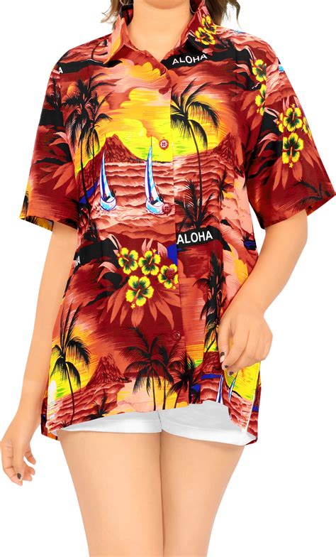 HAPPY BAY - Top Women S to XXL Hawaiian Shirt Beach Blouses Casual ...