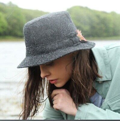 Hanna Hats Of Donegal Ireland Irish Walking Gray Hat Tweed Fedora Wool ...