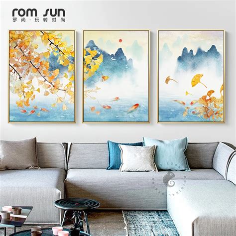 Triptych New Chinese Four Seasons Landscape Paintings Canvas Posters ...