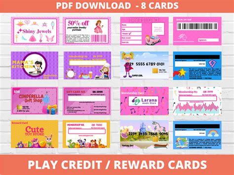 Pretend Play Cards for Kids Fake Credit Cards for Kids Printable Play ...