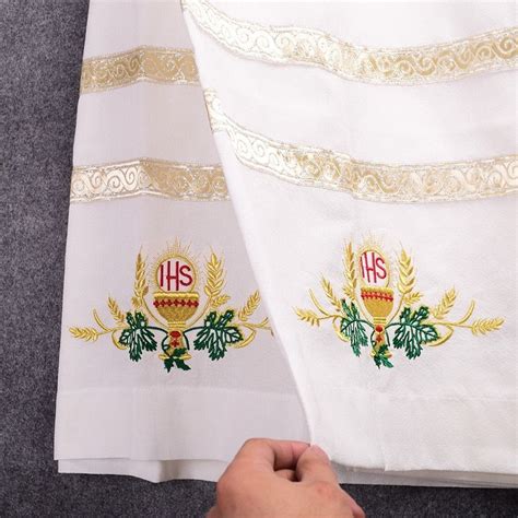 Religion Robe White Alb Catholic Church IHS Chalice Embroidery ALTAR ...