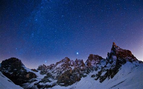 Wallpaper : mountains, sky, night, stars, light, winter 1680x1050 ...