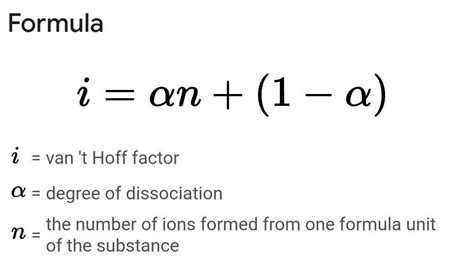 Van't hoff factor formula - Brainly.in