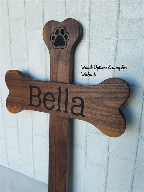 Dog Memorial Cross Custom Dog Bone Cross Personalized Pet Grave Marker ...