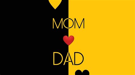 Mom Dad With Red Heart In Yellow And Black Background HD Mom Dad ...