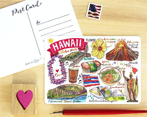 Hawaii State Postcard. - Etsy