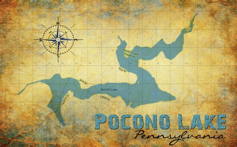 Pocono Lake Map Digital Art by Greg Sharpe