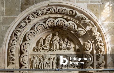 Image of Sculpted tympanum from the south portal. Basilica Vezelay ...