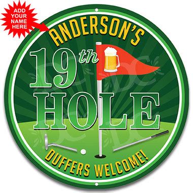 19th Hole Golfer Metal Wall Sign - Customized - Redeye Laserworks