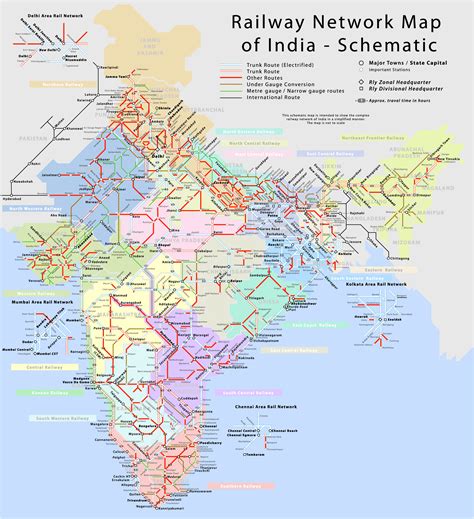 India Railway Network Schematic Map - India • mappery